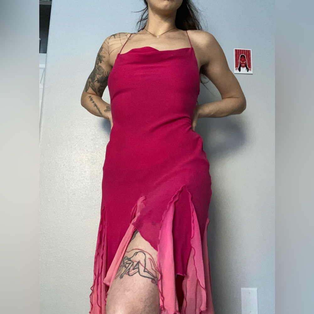 100% silk asymmetrical party dress